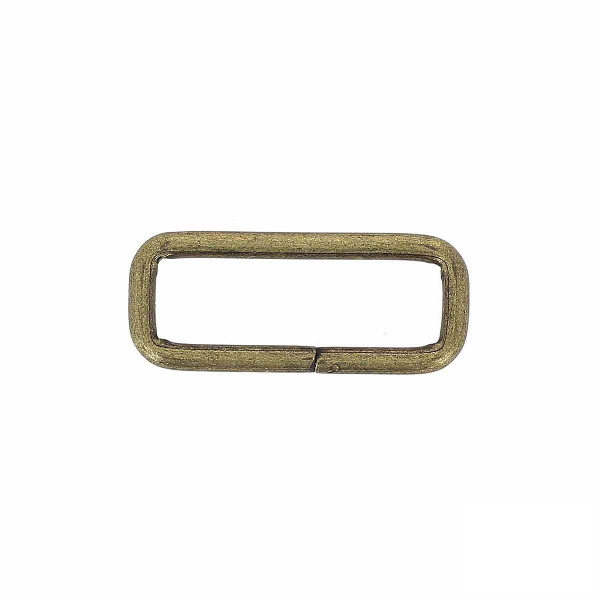 Passant rectangulaire en laiton vieilli, bouclerie fine de 35x10mm pour bijoux ou créations artisanales.