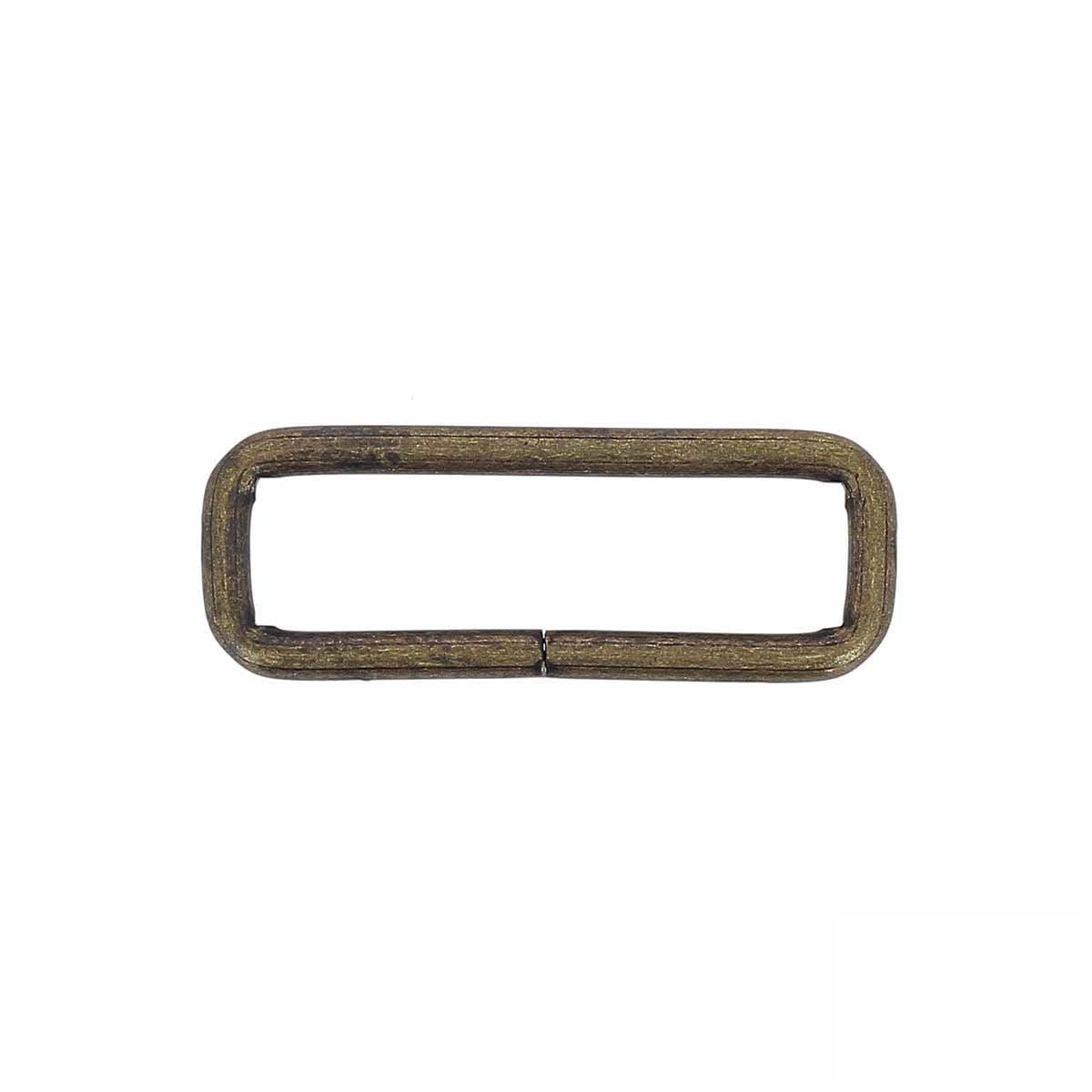 Passant rectangulaire en laiton vieilli, bouclerie fine, dimensions 40x10 mm, idéal pour bijoux ou créations artisanales.