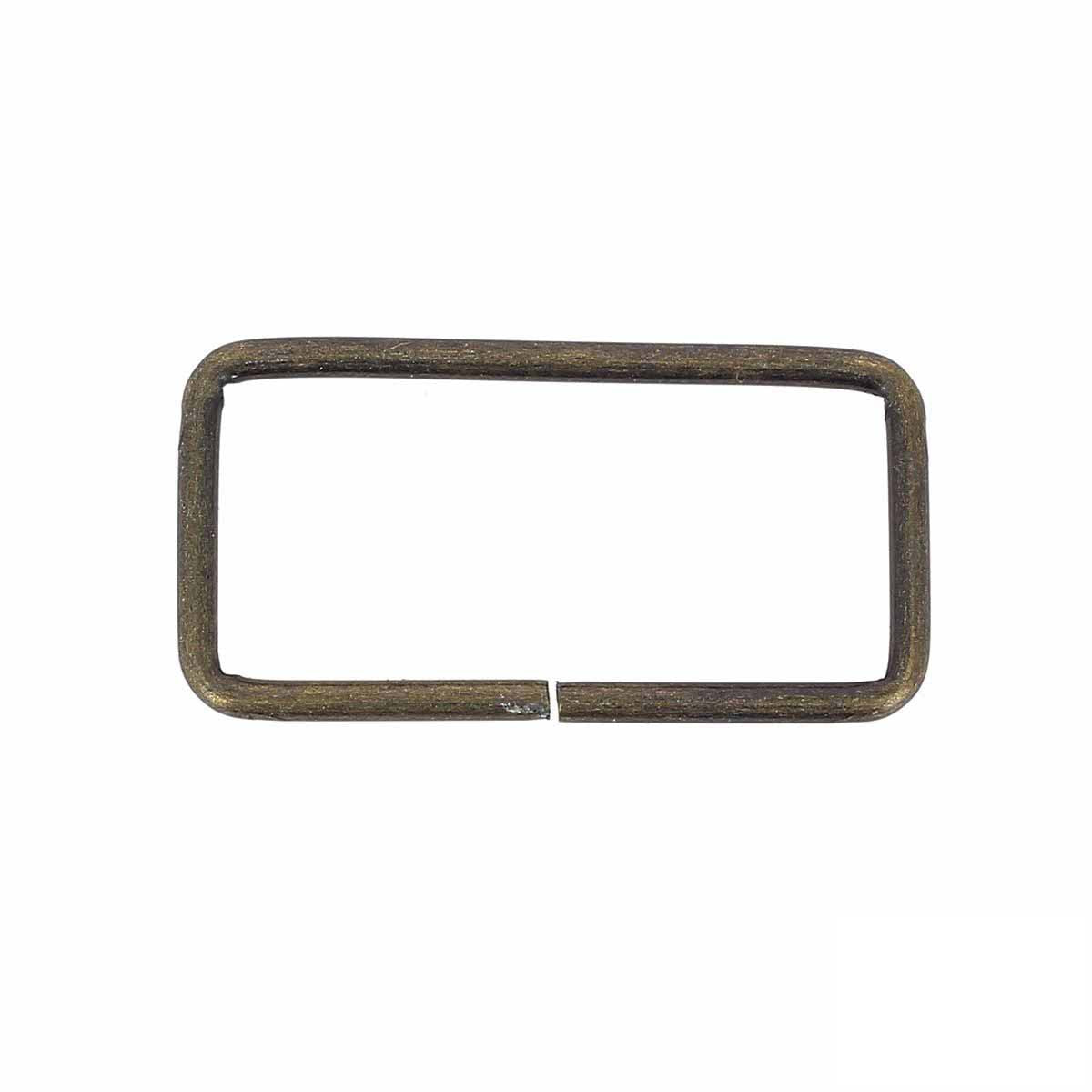 Passant rectangulaire en laiton vieilli, bouclerie fine, 45x20mm, pour bijoux ou créations artisanales.