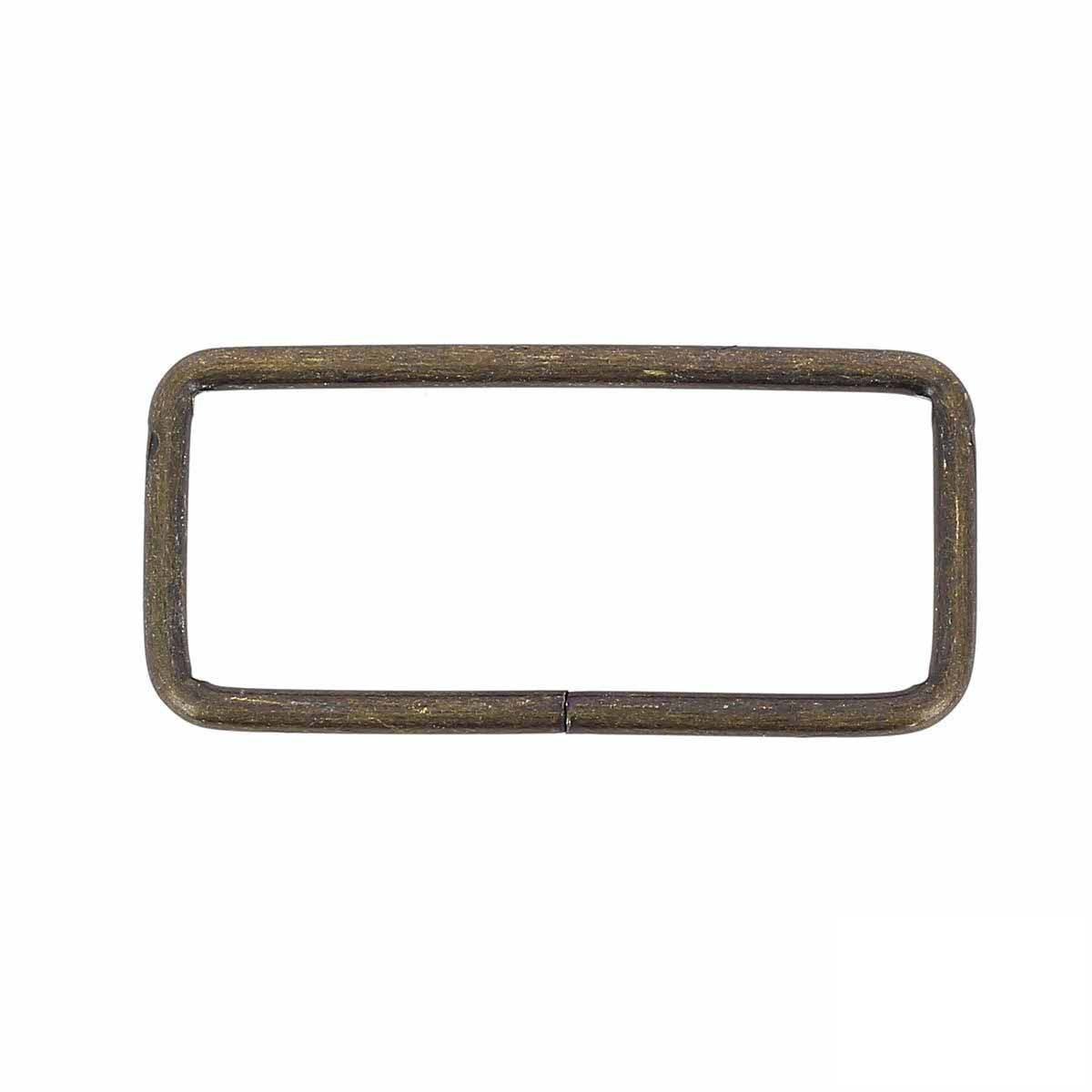 Passant rectangulaire en laiton vieilli, bouclerie fine, 50x20 mm, pour bijoux ou accessoires artisanaux.