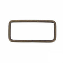 Passant rectangulaire en laiton vieilli, bouclerie fine, 50x20 mm, pour bijoux ou accessoires artisanaux.