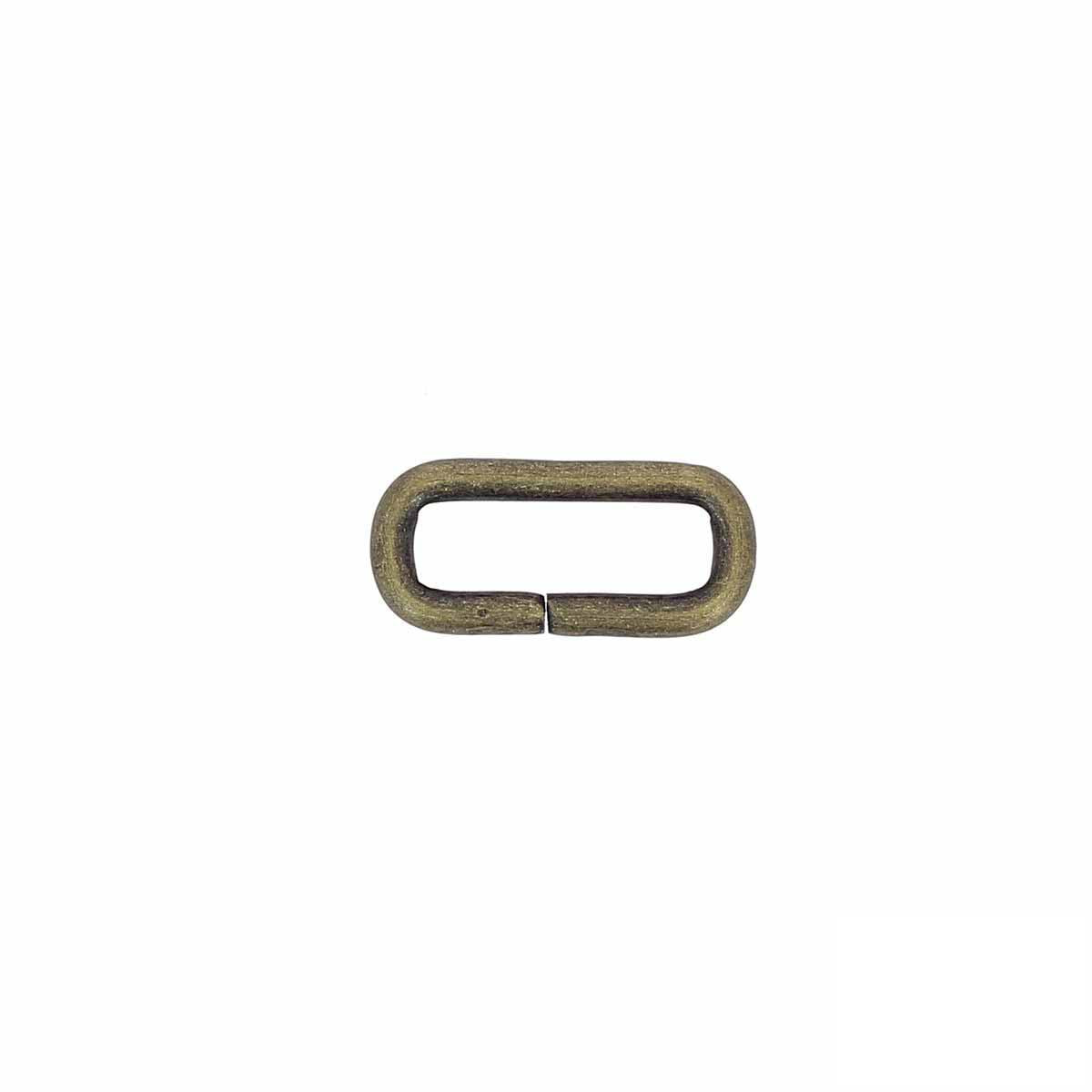 Passant rectangulaire en laiton vieilli avec angles arrondis, fil 3mm, pour bijoux ou travaux de bijouterie.