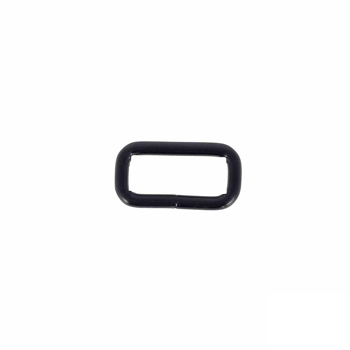 Passant rectangulaire en bouclerie noir mat, dimensions 20x9mm, pour accessoires ou bijoux, image montrant la finition matte.