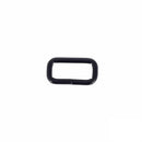 Passant rectangulaire en bouclerie noir mat, dimensions 20x9mm, pour accessoires ou bijoux, image montrant la finition matte.