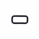 Passant rectangulaire en bouclerie noir mat, dimensions 25x11mm, pour travaux de bijouterie ou artisanat.