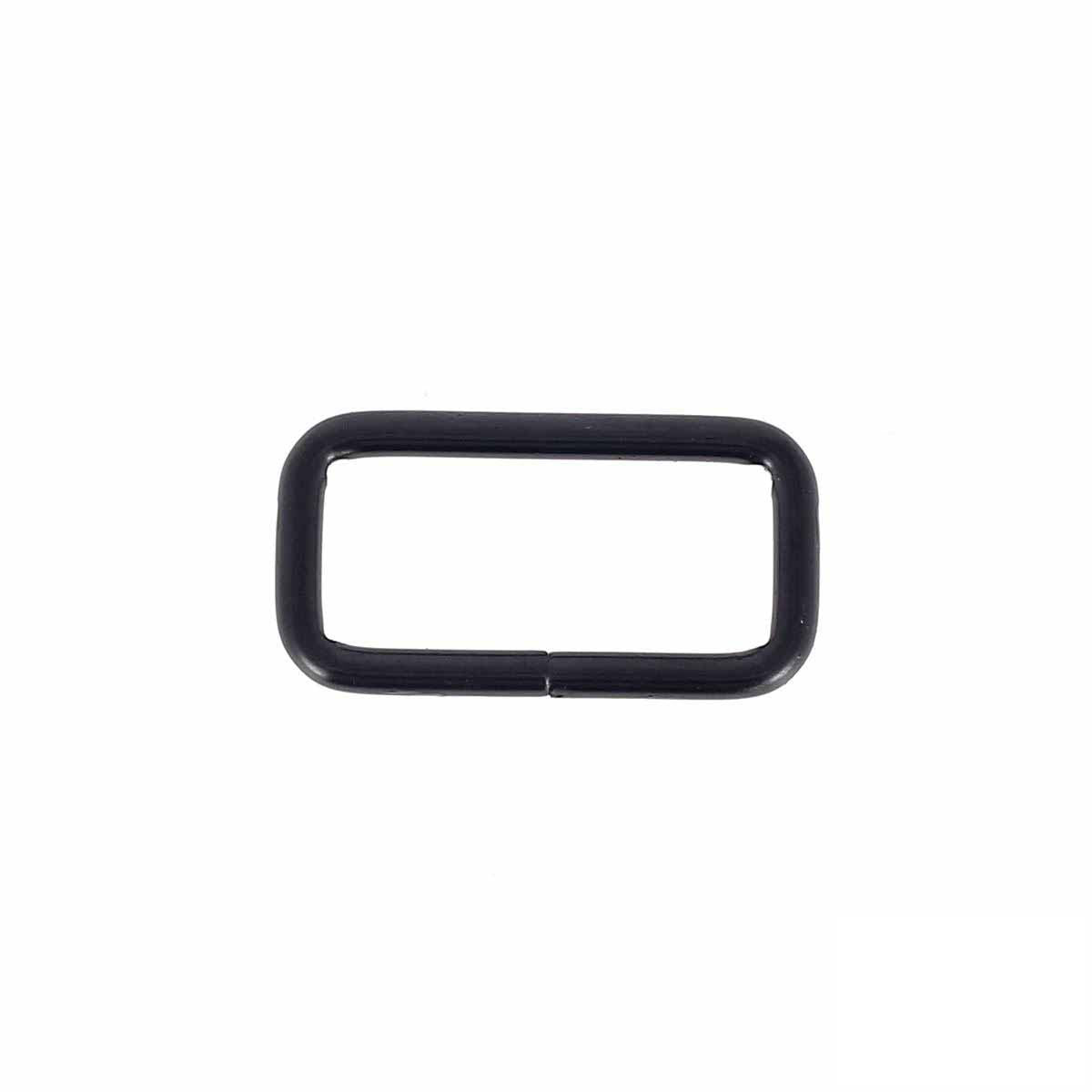 Passant rectangulaire en bouclerie noir mat, dimensions 30x12 mm, conçu pour la fixation et la finition de bijoux ou accessoires.