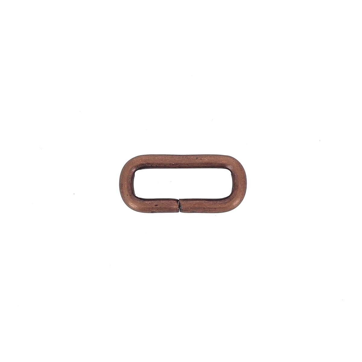 Passant rectangulaire en vieux cuivre, bouclerie de 20x6 mm, pour bijoux ou accessoires en métal.