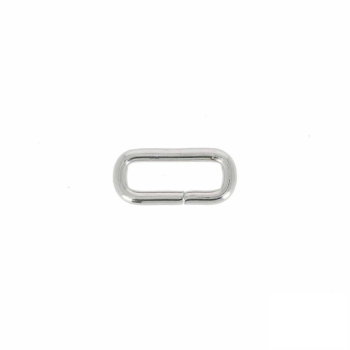 Passant rectangulaire à angles arrondis en nickelé, pour boucle en fil de 3 mm, dimensions 20x6 mm, pour bijoux ou cordons.