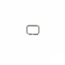 Lot de 10 passants rectangulaires en nickelé, bouclerie fine, dimensions 12x8mm, pour travaux de bijouterie ou artisanat.