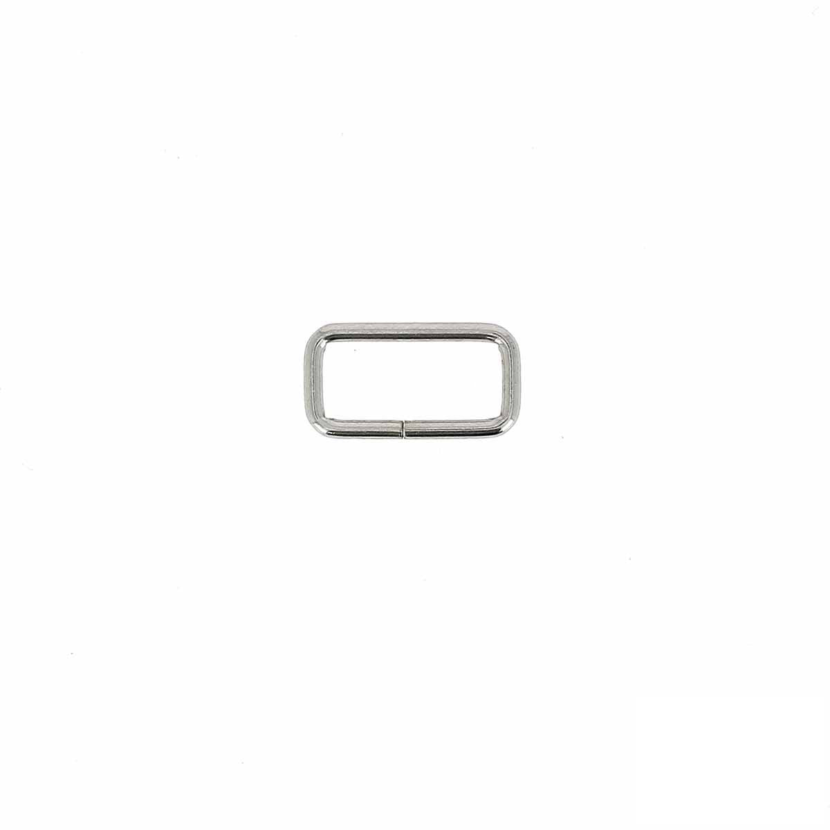 Passant rectangulaire en nickelé pour bijoux, fil fin, dimensions 16x7mm, illustration de la bouclerie de fixation.