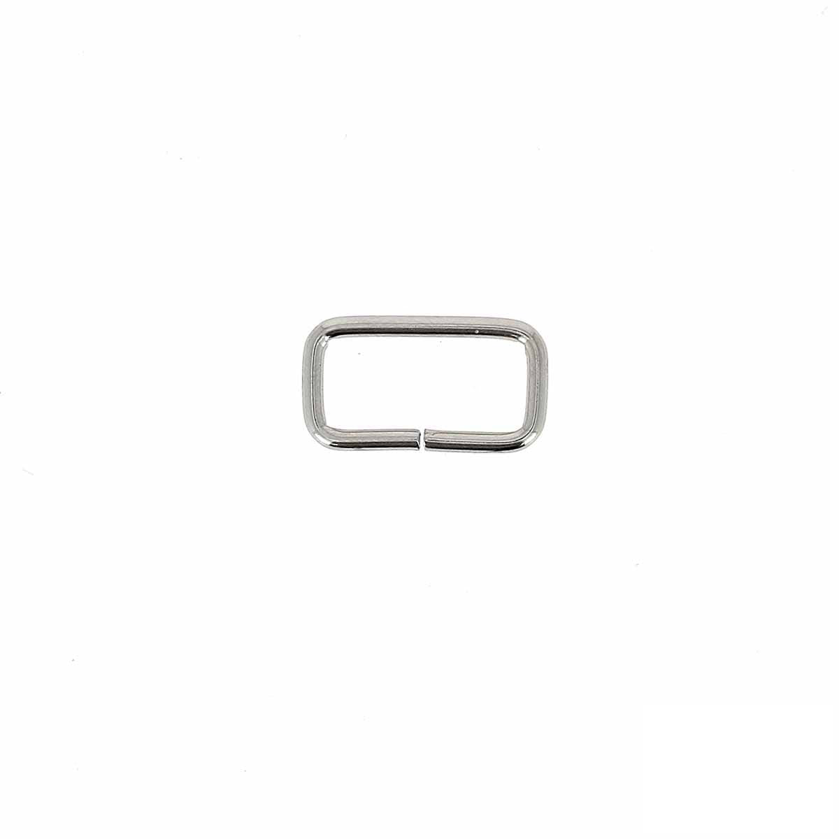 Lot de 10 passants rectangulaires en nickelé, fil fin, dimensions 18x8mm, pour accessoires en bijouterie ou couture.