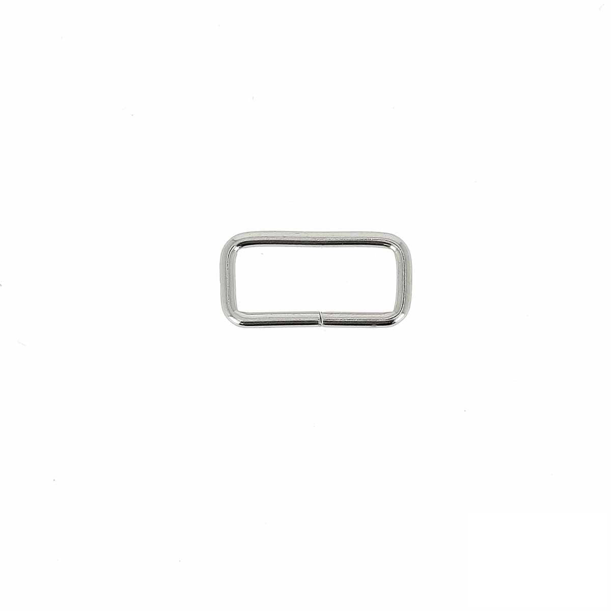 Passant rectangulaire en fil fin nickelé, bouclerie de 20x8 mm, idéal pour la fabrication de bijoux ou accessoires.