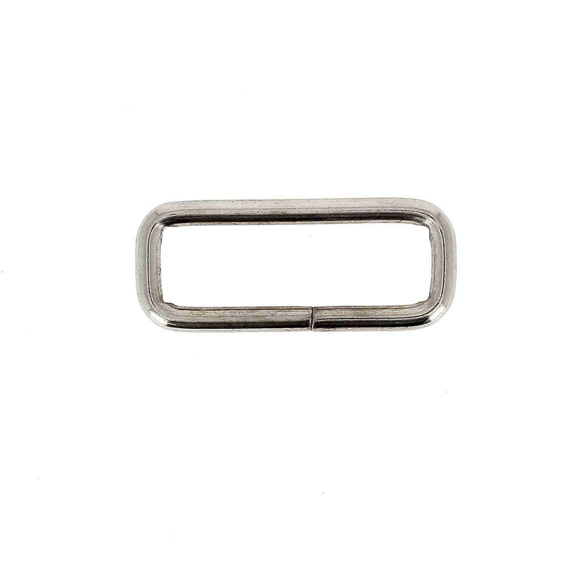 Passant rectangulaire en nickelé, fil fin, bouclerie pour bijoux, dimensions 35x10 mm, image montrant la pièce en détail