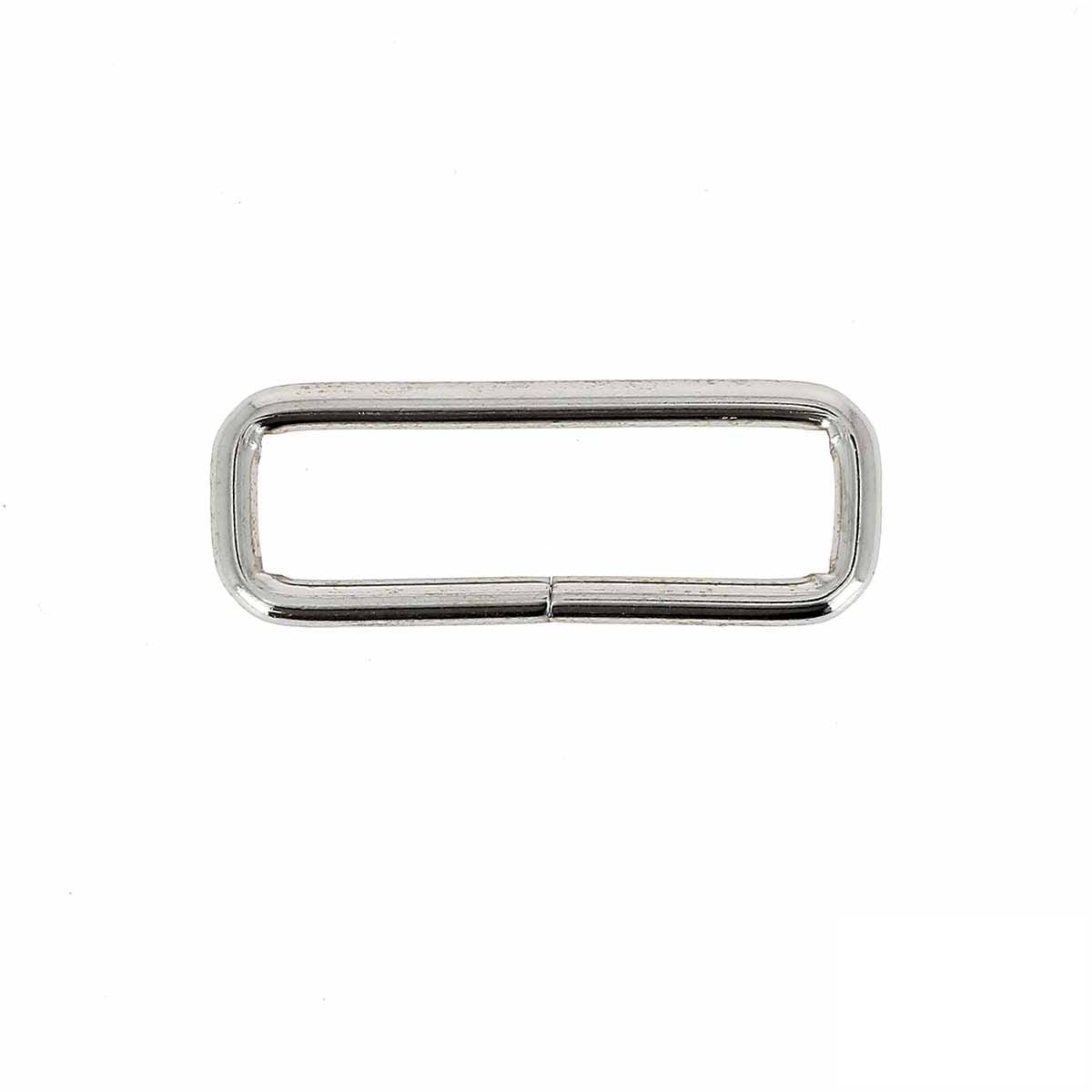 Passant rectangulaire en nickelé, bouclerie fine de 40x10 mm pour créations en fil fin, image montrant la pièce métallique.