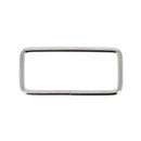 Passant rectangulaire en nickelé, bouclerie fine, dimensions 50x20 mm, pour fixation ou décoration en artisanat.