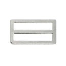 Passant double rectangulaire et plat en nickel pour bouclerie, longueur 30mm, fixation robuste pour accessoires.