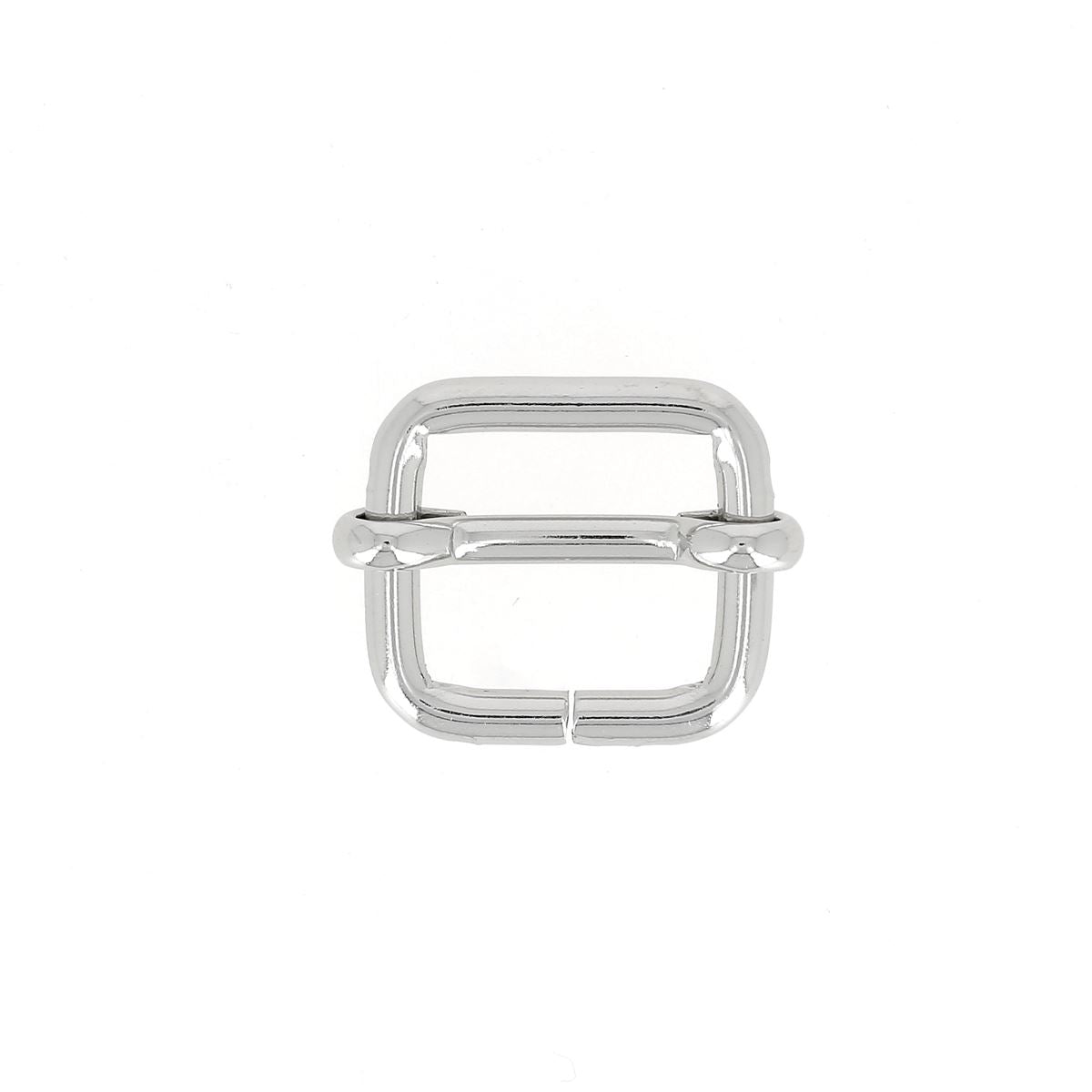 Boucle coulissante en nickelé avec fil épais, 20x18mm, pour création de bijoux ou accessoires.