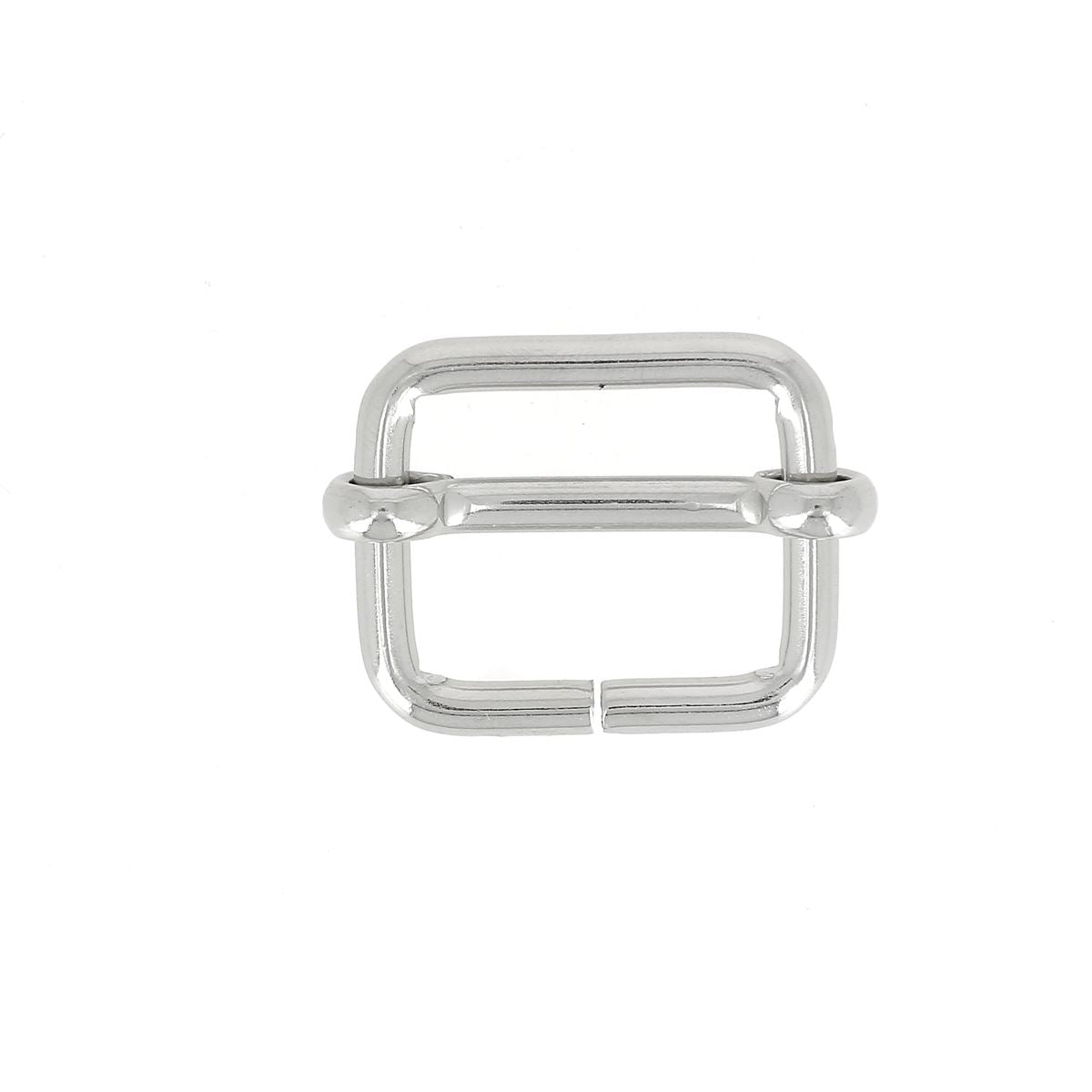 Boucle coulissante en nickelé avec fil épais, dimensions 25x20mm, pour accessoires de bijoux ou couture.