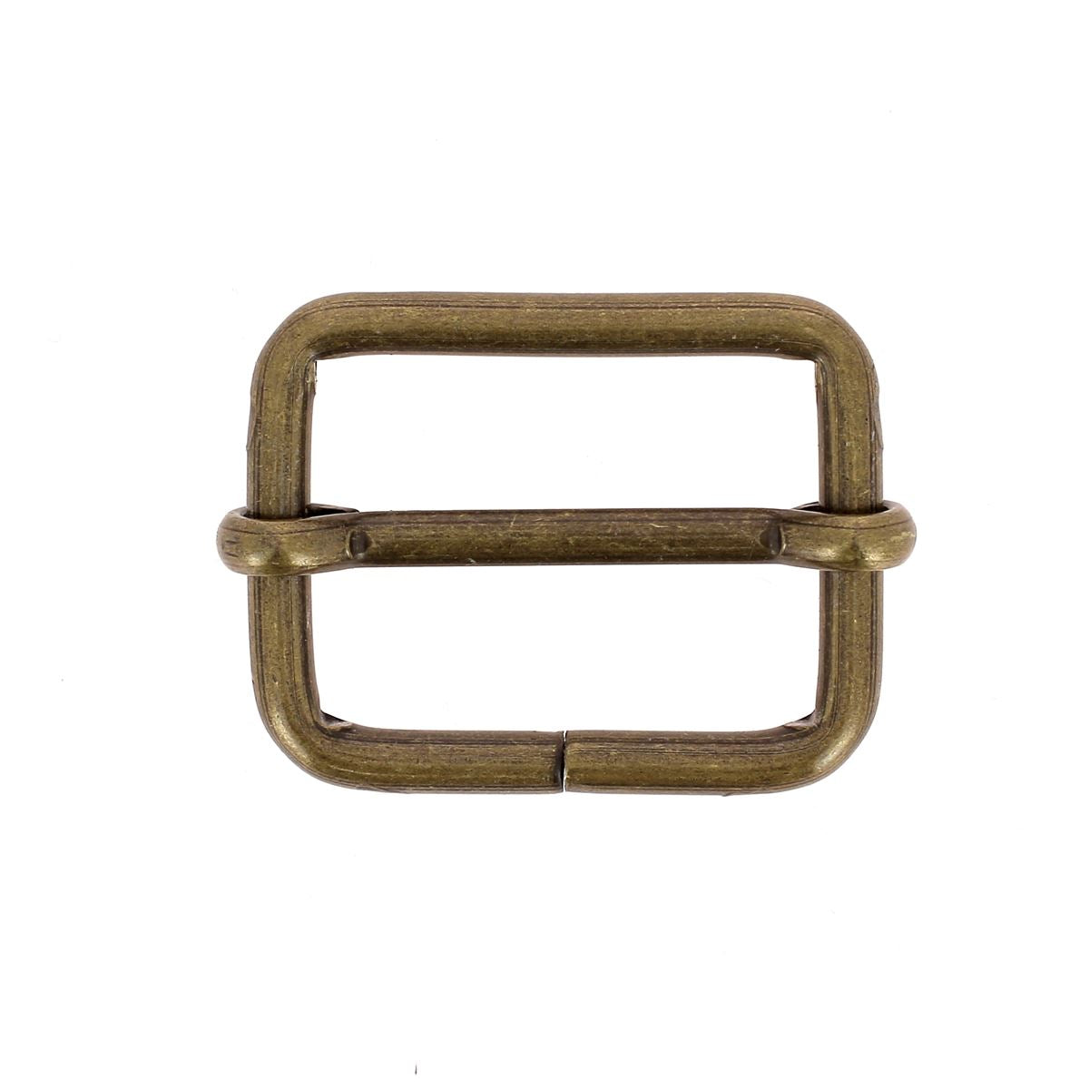Boucle coulissante en laiton vieilli, fil épais, pour bijoux ou accessoires, taille 35x26mm, image montrant la boucle en détail.