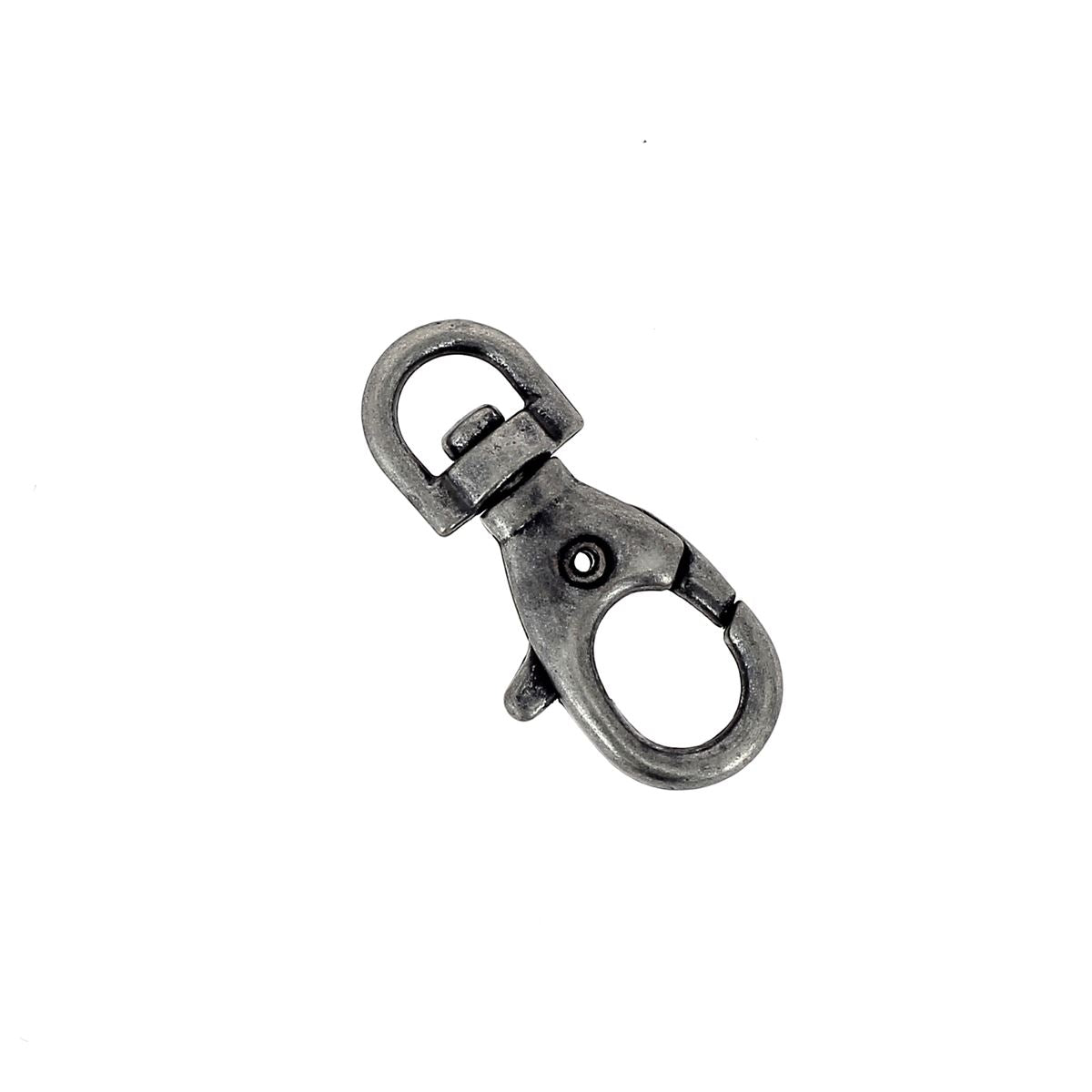 Mousqueton tournant en Vieux nickel de 8mm, bouclerie robuste pour la fixation et le camping.