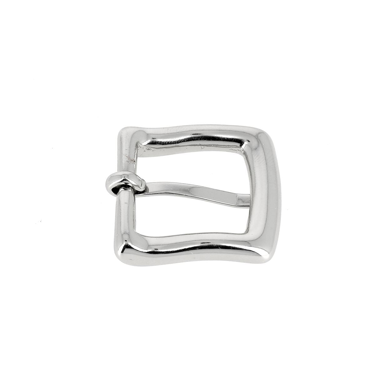 Boucle de ceinture en laiton massif avec ardillon, marque AKA, finition nickelée, largeur 20 mm, bouclerie robuste pour ceinture.