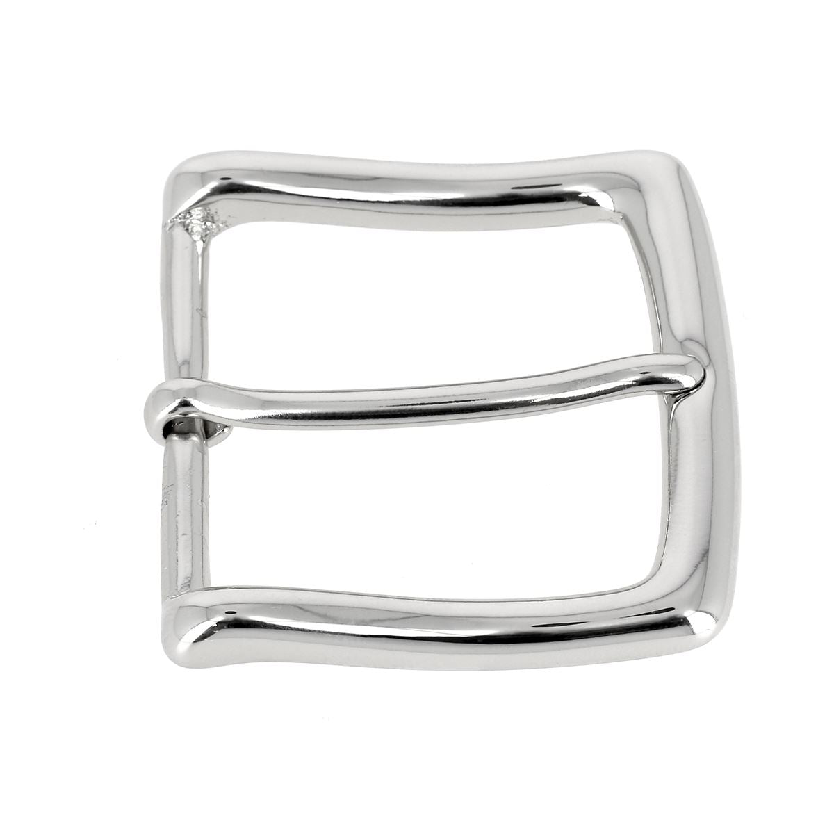 Boucle de ceinture en laiton massif AKA, boucle à ardillon de 40mm, finition nickel, bouclerie de qualité pour ceinture.