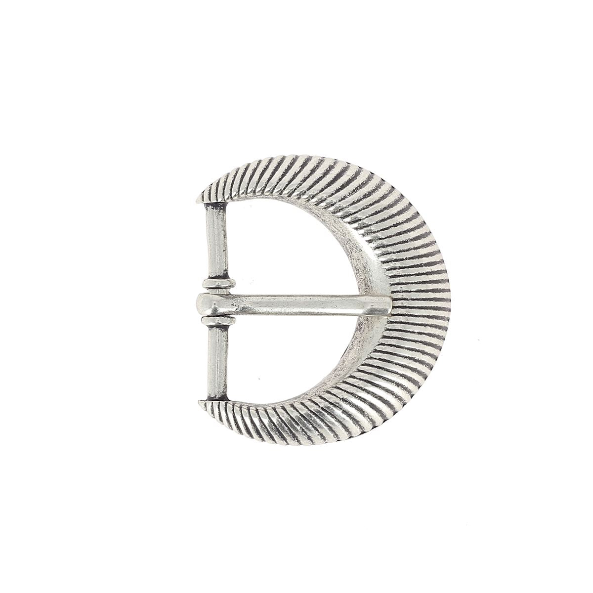 Boucle de ceinture SUN en acier argenté vieilli, 35 mm, bouclerie robuste pour ceinture élégante et durable.