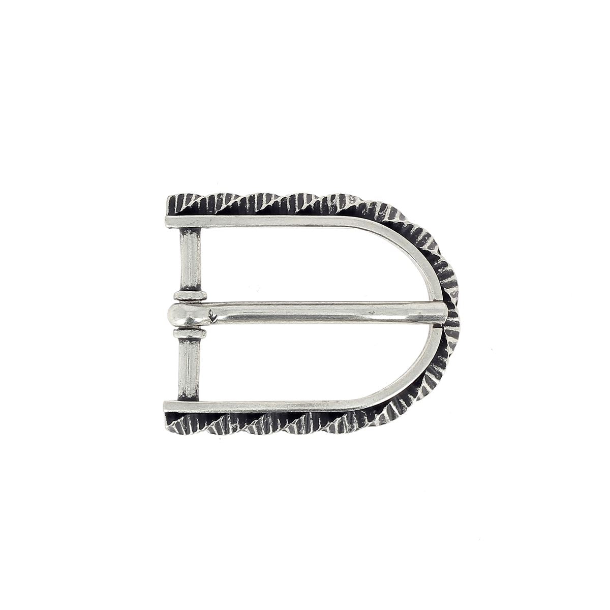 Boucle de ceinture FÉL en laiton argenté vieilli, 30 mm, bouclerie élégante pour ceinture en cuir ou tissu.
