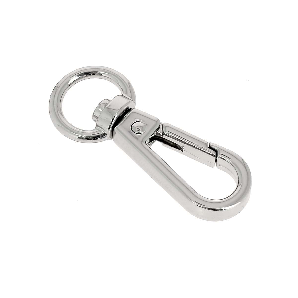 Mousqueton en nickel pour lanière de 11 mm, attache ronde de bouclerie pour équipements ou accessoires.