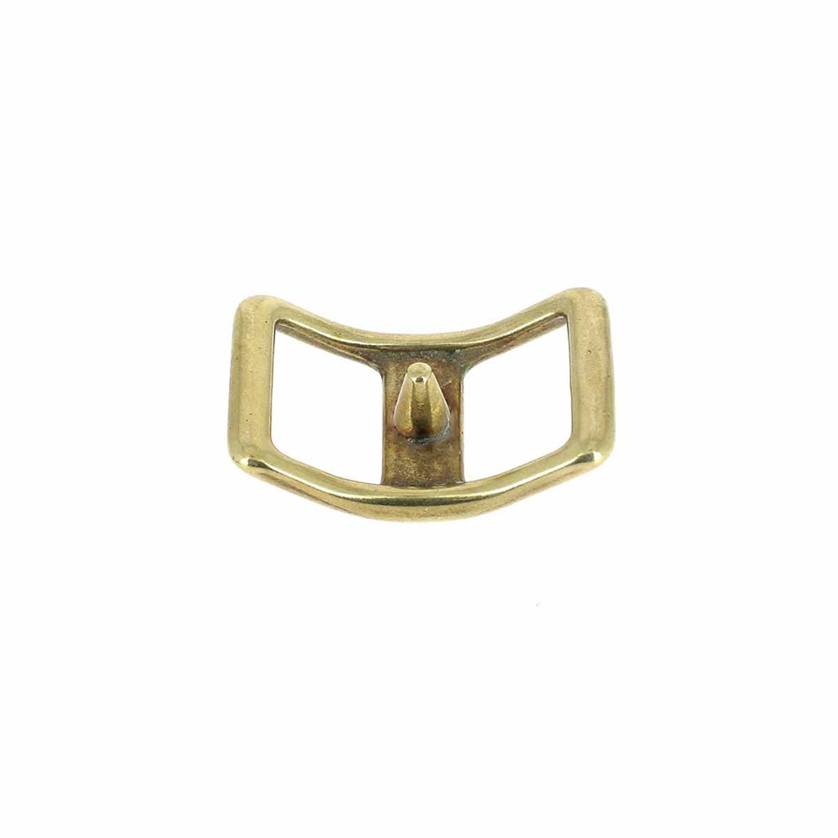 Boucle Conway en laiton, bouclerie artisanale italienne, finition métallique dorée, image montrant la boucle détaillée sur fond neutre