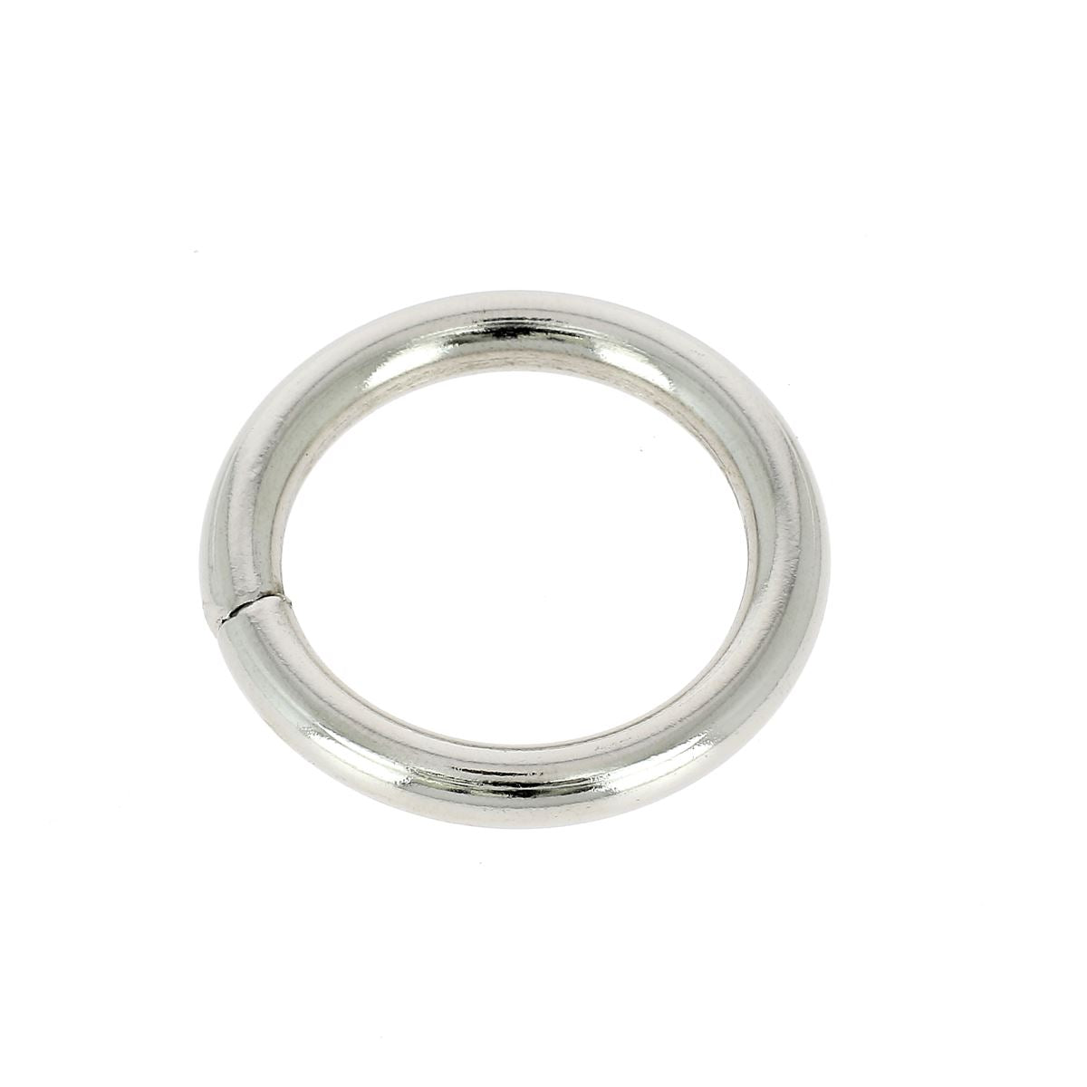 Anneau rond soudé en acier nickelé, bouclerie de fil épais pour fixation ou création de bijoux.
