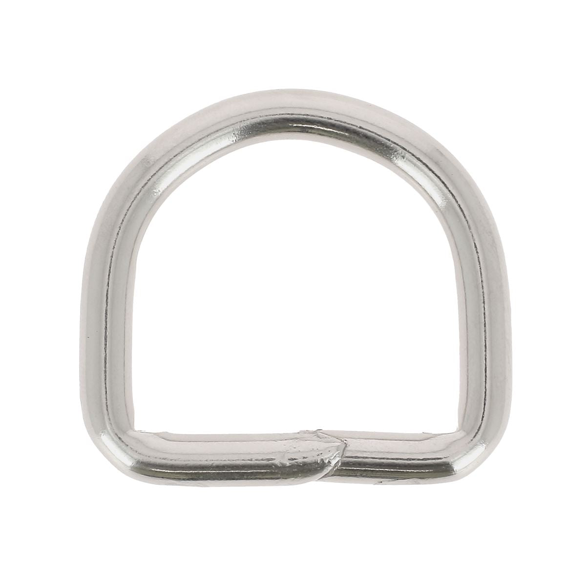 Anneau demi-rond soudé en laiton nickelé, 35 mm, pour bouclerie, fabriqué en Italie, image montrant l'anneau métallique.
