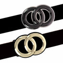 Boucle de ceinturon en boucle de ceinturon DUO avec deux anneaux ronds, en acier robuste, pour ceinture élégante et durable.