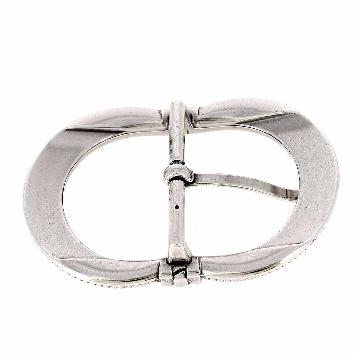 Boucle de ceinture double ZIA en acier argent vieilli, 40 mm, bouclerie de style robuste pour ceinture.
