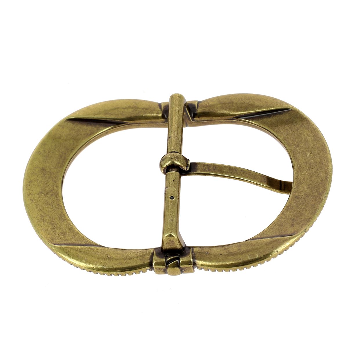 Boucle de ceinture double ZIA en laiton vieilli, 40mm, accessoire de boucle de ceinture élégante et robuste.