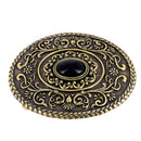 Boucle de ceinturon avec perle noire - GAO - LAITON SATINÉ - 40mm - Deco Cuir