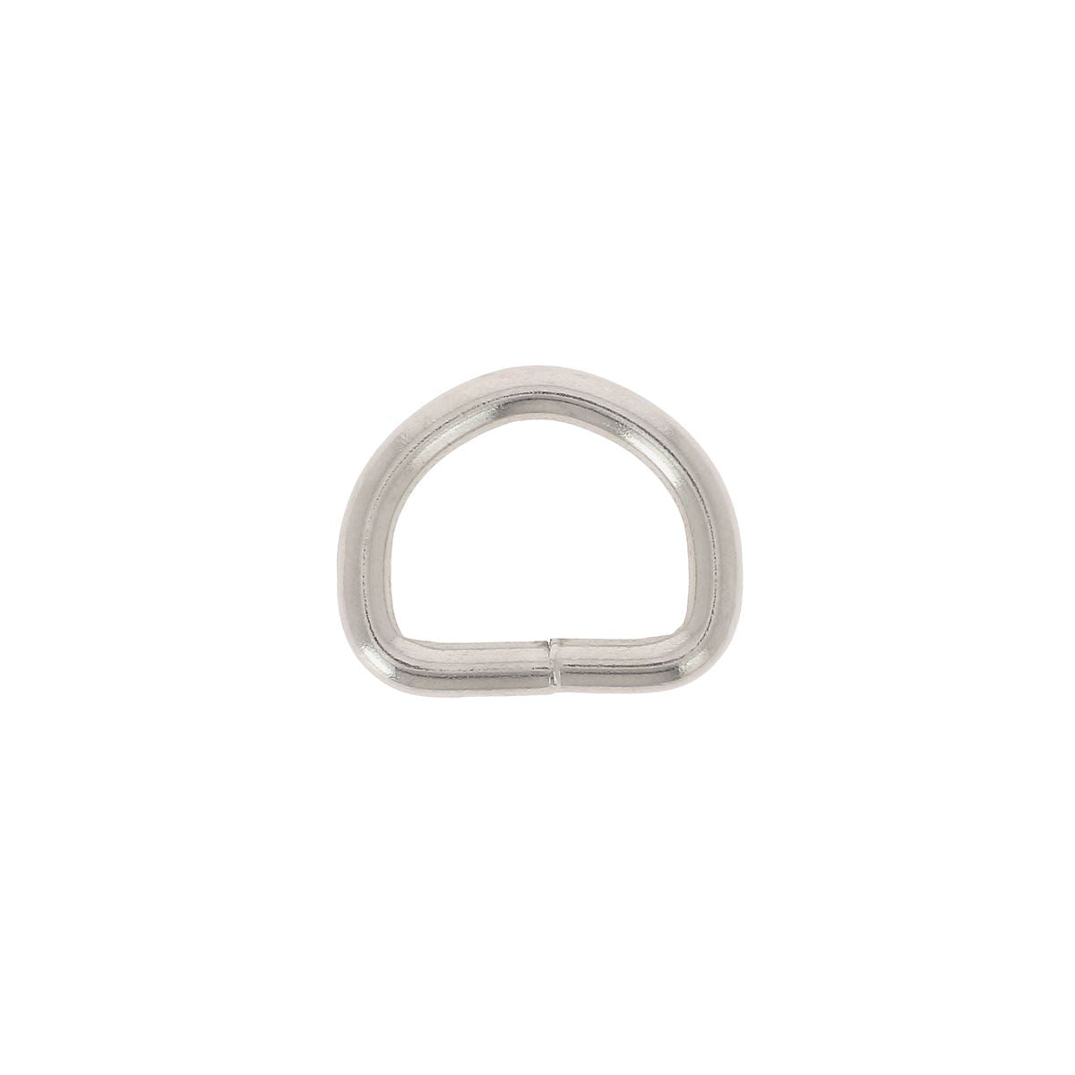 Anneau demi-rond soudé en acier nickelé, 20 mm, pour bouclerie, série lourde, fabriqué en Italie.