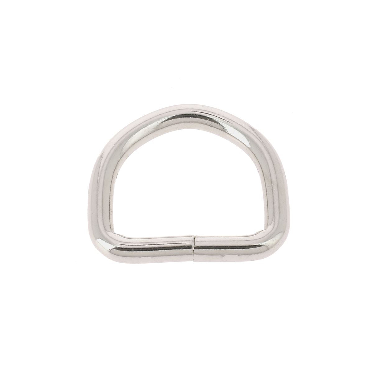 Anneau demi-rond soudé en acier nickelé de 25 mm, bouclerie lourde, fabriqué en Italie, utilisé pour la sellerie ou la bijouterie.