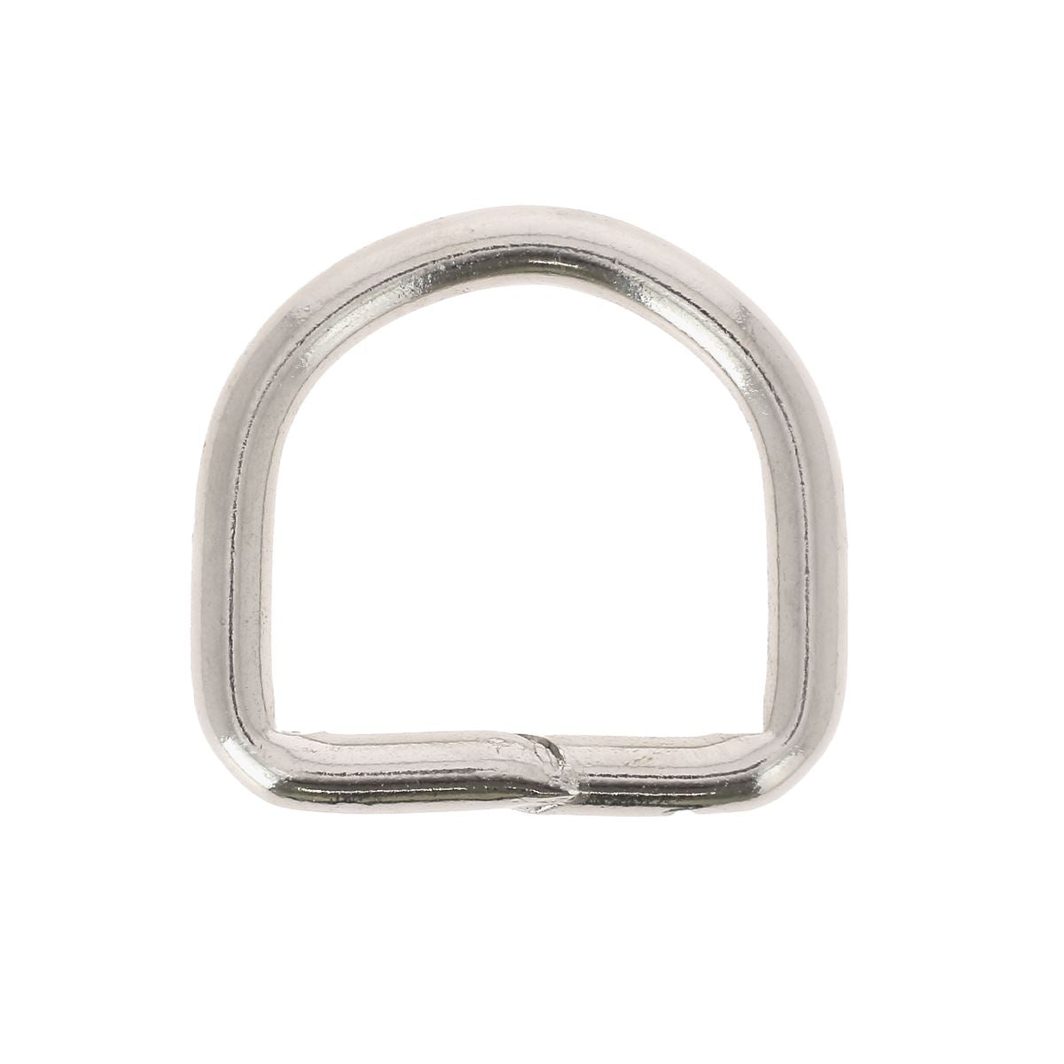 Anneau demi-rond soudé en acier nickelé, 35 mm, pour bouclerie lourde, fabriqué en Italie, solide et durable.