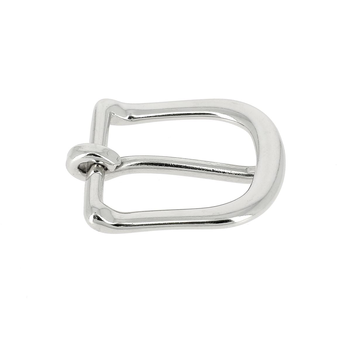 Boucle de bride en laiton massif de 20 mm avec finition nickel, conçue pour la bouclerie et la maroquinerie.