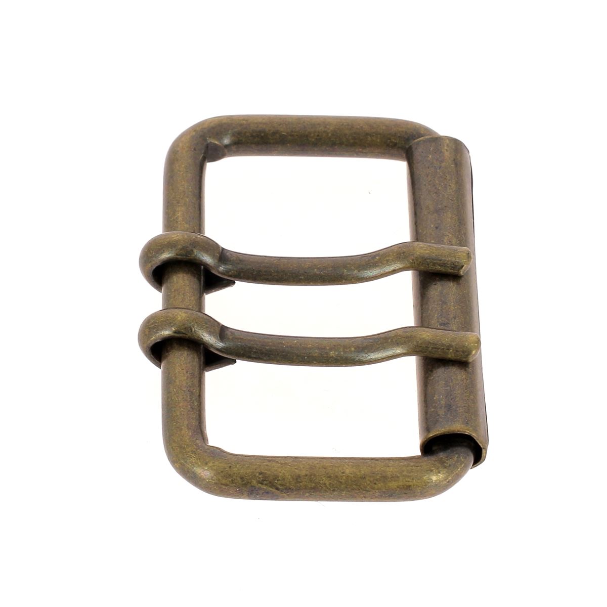 Boucle de ceinture en fil rond à double ardillon et à rouleau EVY - Laiton vieilli - 46mm