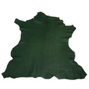 Peau de cuir de basane entière, couleur verte, finition aniline, fabriquée en France, pour cuir ou artisanat.