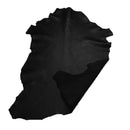 Peau entière de cuir de basane noire, finition aniline, image montrant la texture et la surface du cuir de haute qualité.