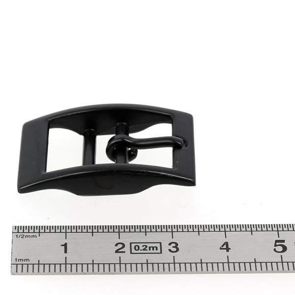 Boucle de ceinture double KIM en métal noir mat, 16 mm, pour boucle de ceinture, style robuste et moderne.