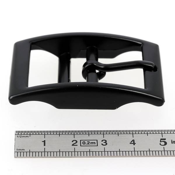 Boucle de ceinture double KIM en acier noir mat, 25 mm, pour boucle de ceinture robuste et élégante.