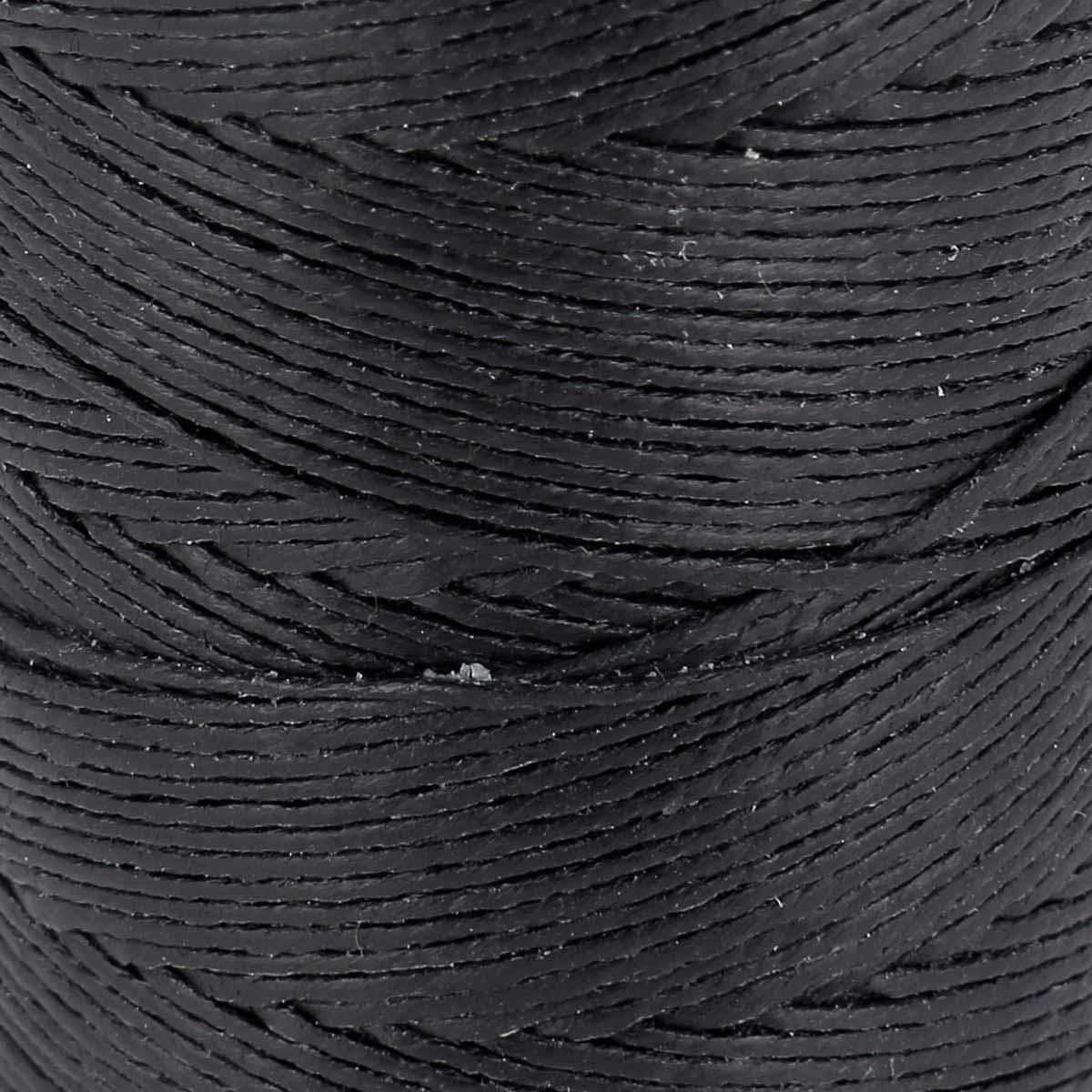Bobine de fil de lin poissé noir de la marque Campbell's, mercerie pour couture et broderie.