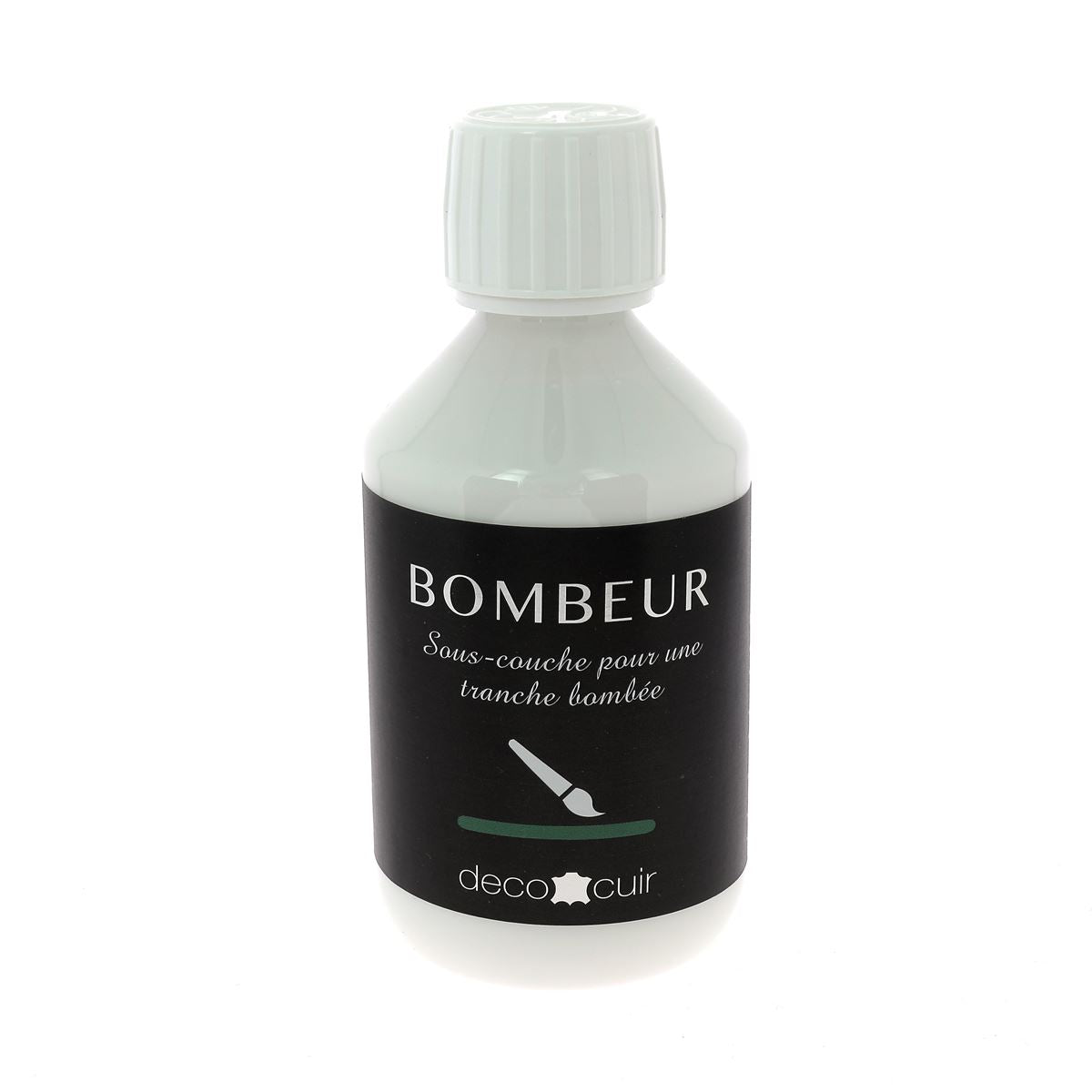 Bombeur de tranche Deco Cuir de 250ml, teintures et peintures pour cuir, bouteille en plastique avec étiquette.
