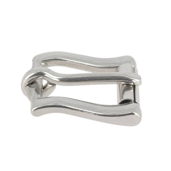 Boucle de ceinture à rouleau ANA en inox, finition brillante, conçue pour ceintures robustes et durables.