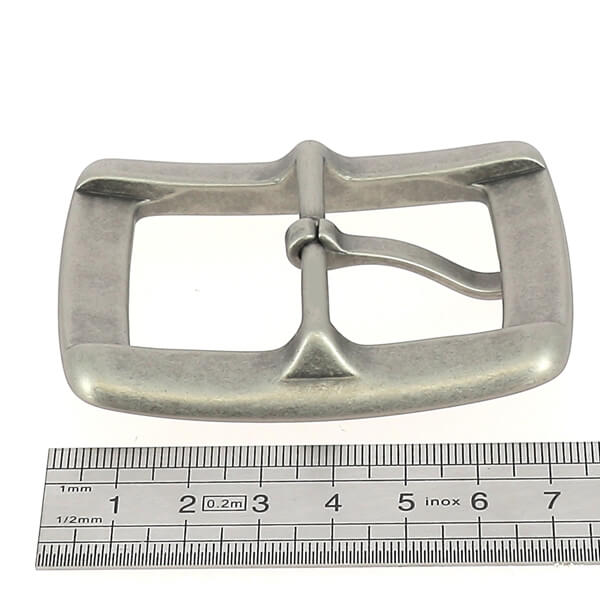 Boucle de ceinture double KYO en vieux nickel, 40 mm, en métal robuste, vue de dos.