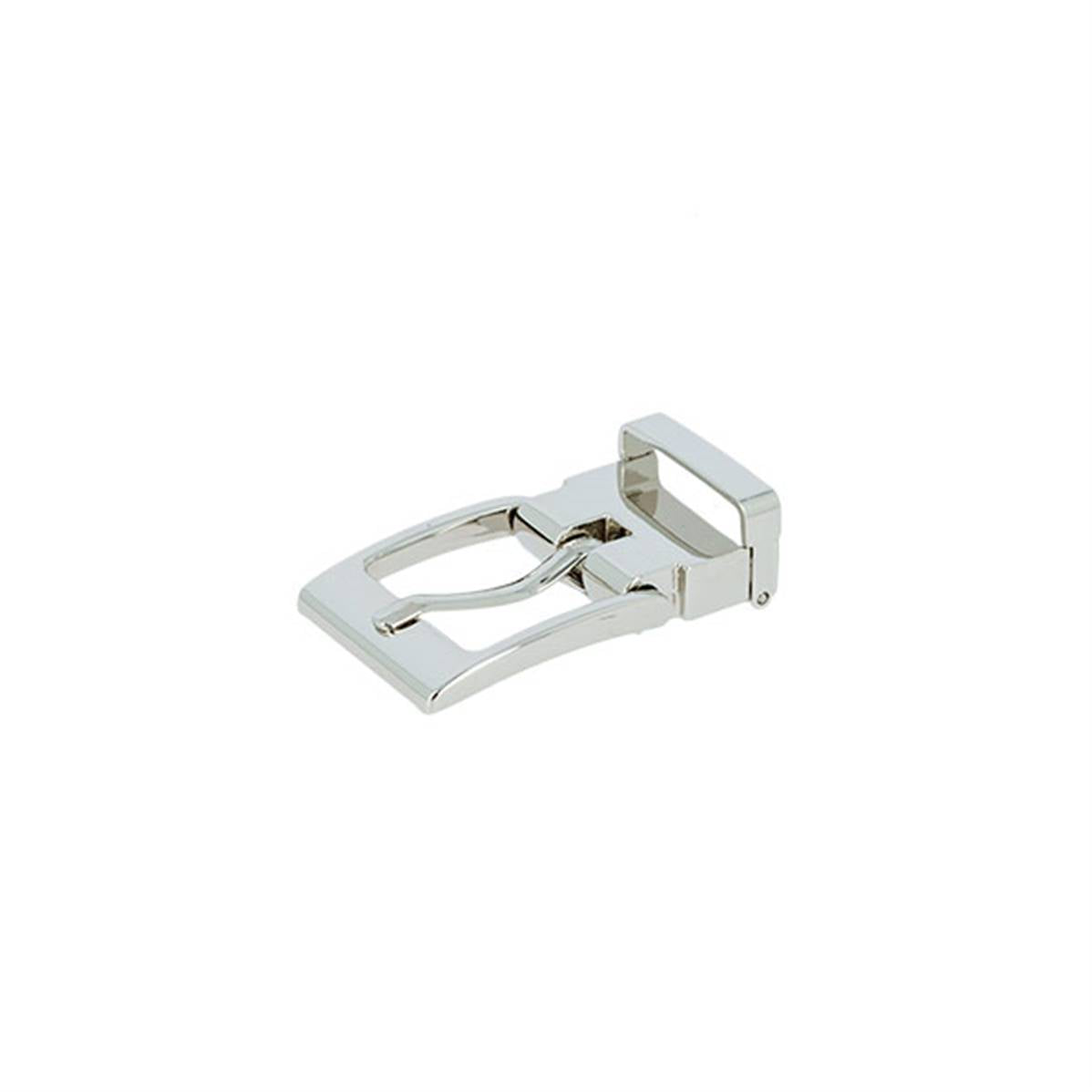 Boucle de ceinture à griffe rectangulaire en nickelé de 20 mm, type bouclerie pour ceinture en cuir.